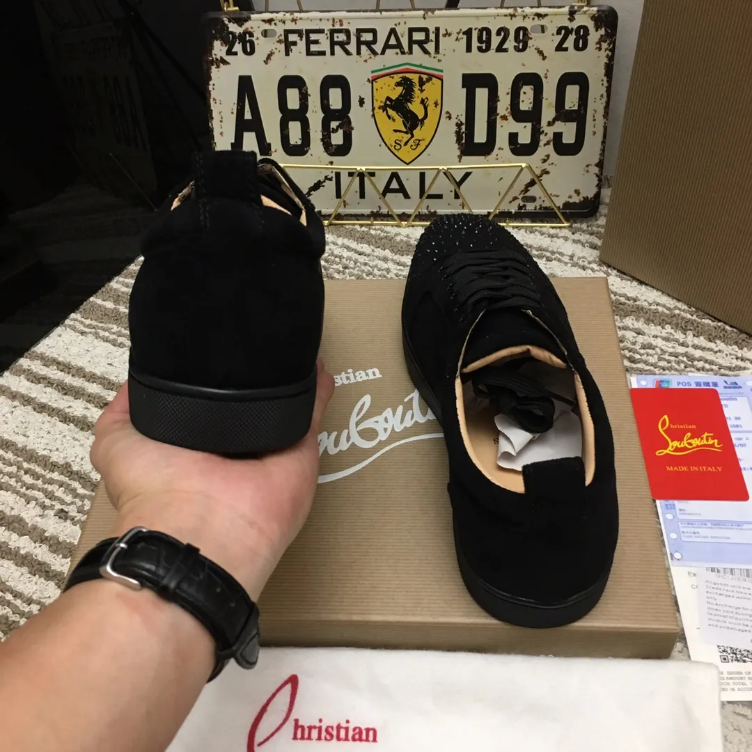 Ex-factory price 440. christian louboutin (CL red sole shoes) counter hot diamond series, high-top casual sneakers for couples 📢 📢 📢 Exclusive hot style release 🎈🎈💪 Movable latex feet 👻 Finished outsole sewing line [satisfied] 😝Female 35-40# Male 38#-46, global supply😝 [Top version]: original imported cowhide suede upper, top original leather lining, original molded TPU outsole, original 1:1 detail processing, original shoe last,